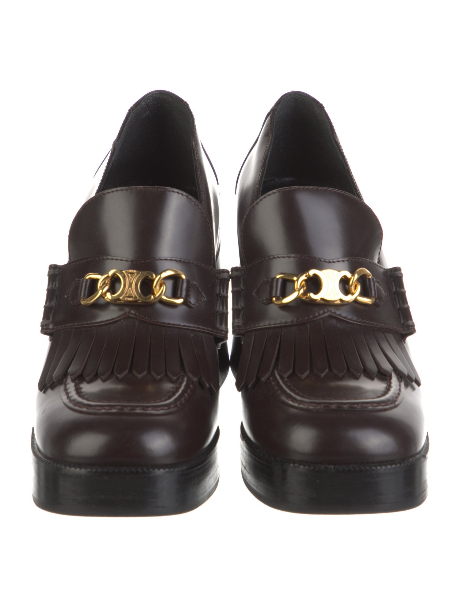 Celine Leather Fringe Trim Accent Pumps