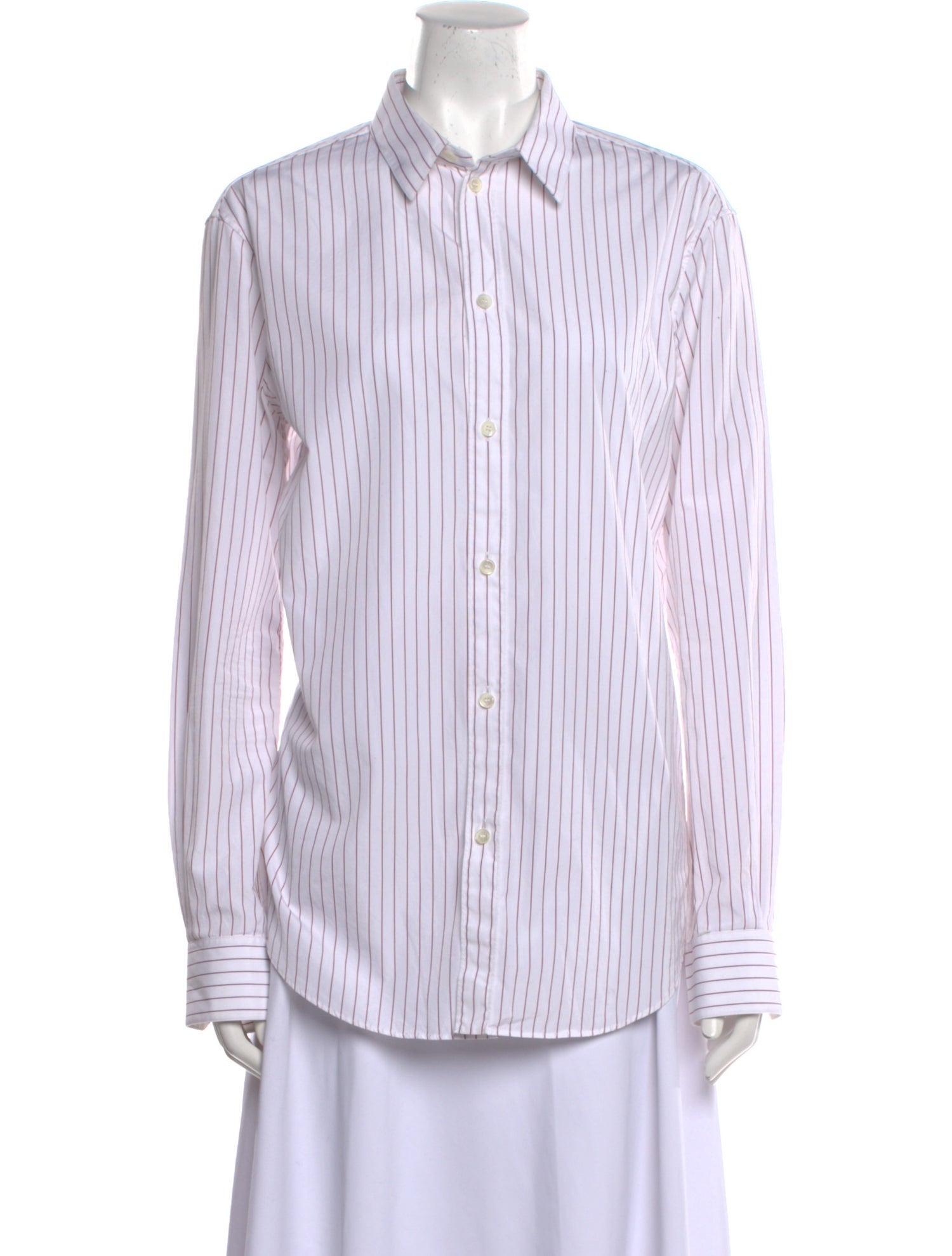 Celine Striped Long Sleeve Button-Up Top
