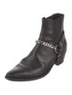 Celine Leather Chain-Link Accents Chelsea Boots