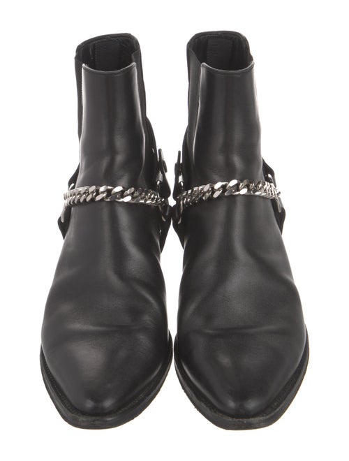 Celine Leather Chain-Link Accents Chelsea Boots