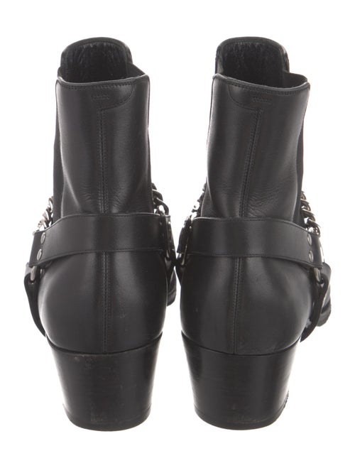 Celine Leather Chain-Link Accents Chelsea Boots