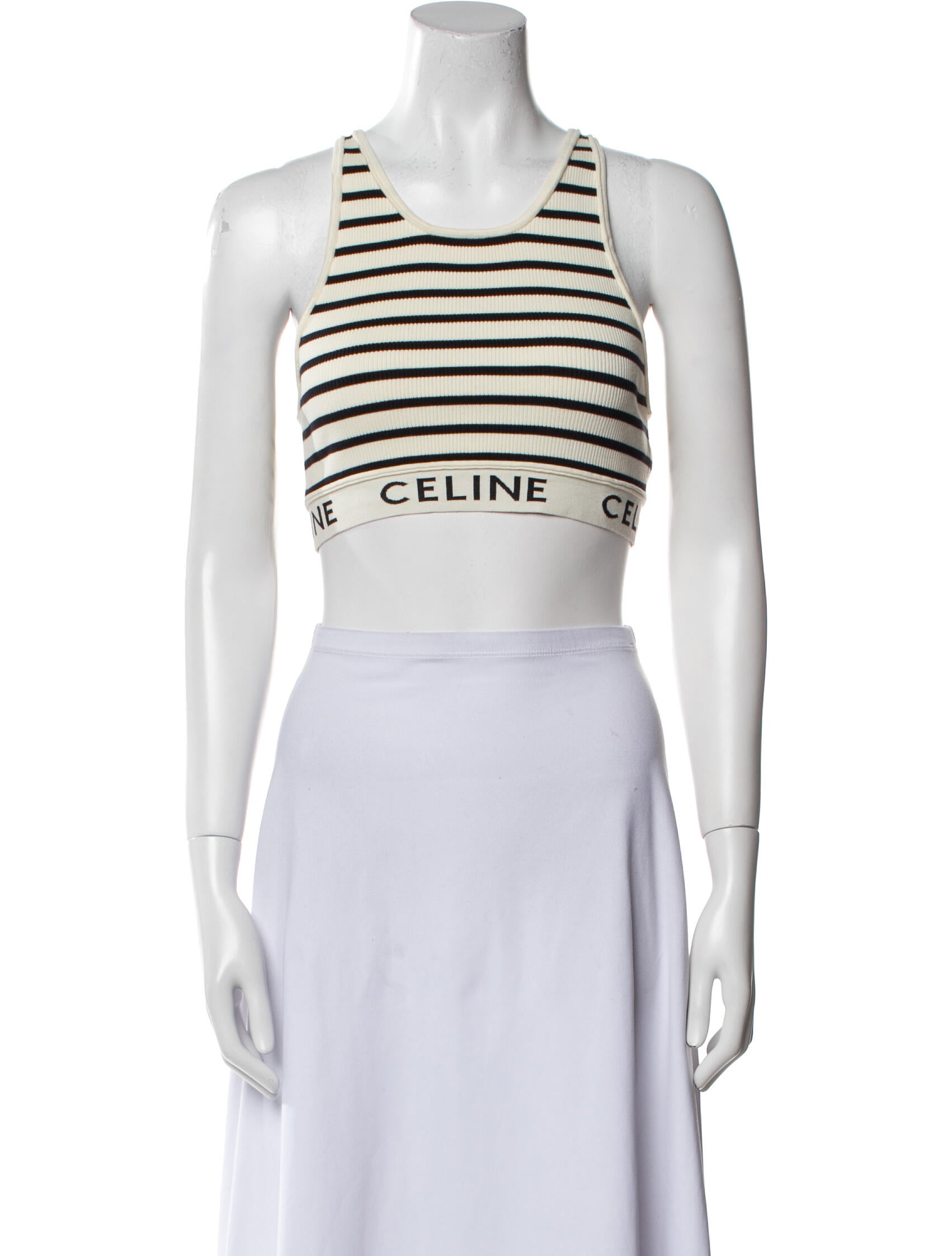 Celine Striped Scoop Neck Crop Top