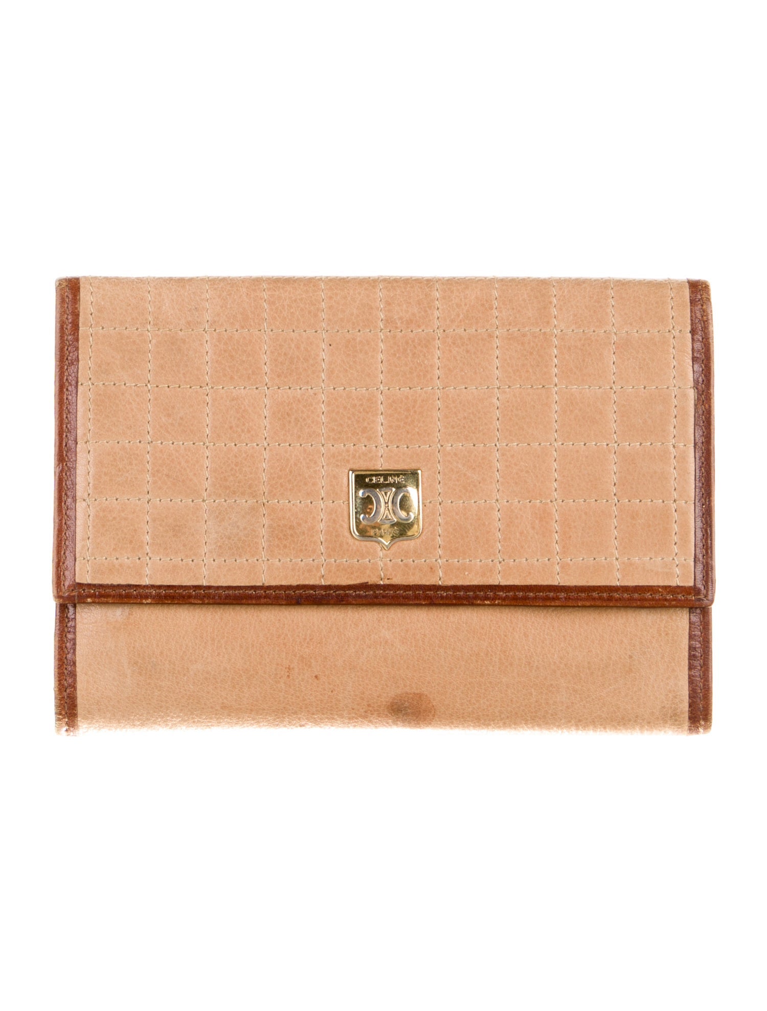 Celine Leather Colorblock Pattern Coin Pouch