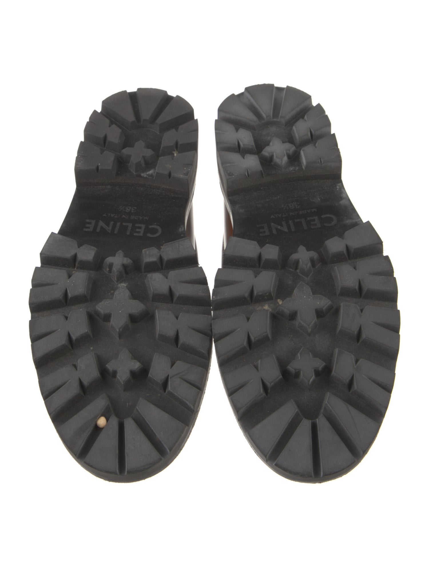 Celine Leather Whipstitch Trim Loafers