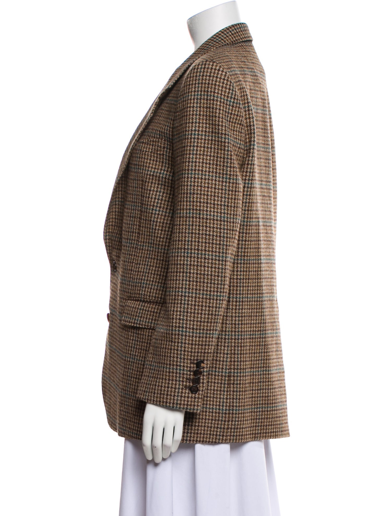 Celine Wool Houndstooth Print Blazer