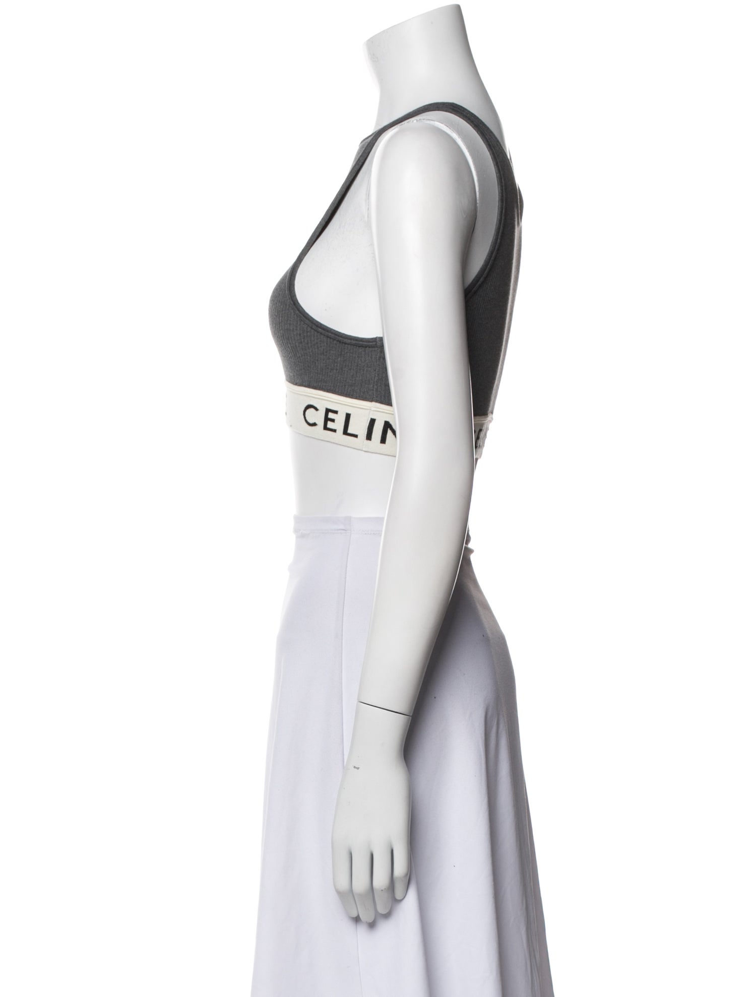 Celine Graphic Print Square Neckline Crop Top