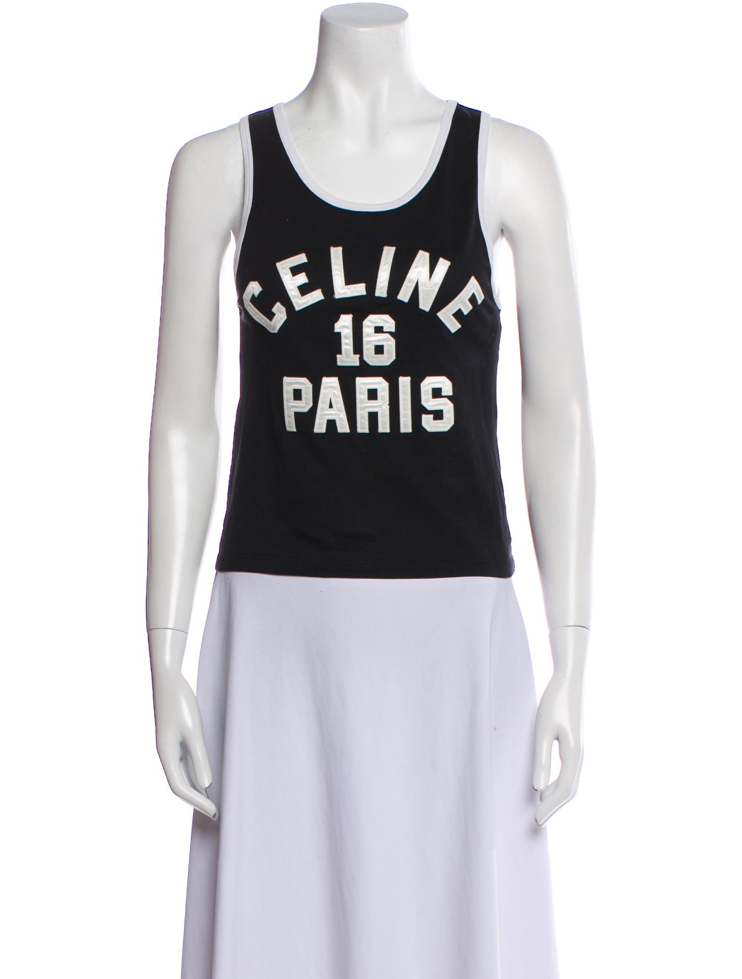 Celine Graphic Print Scoop Neck Top