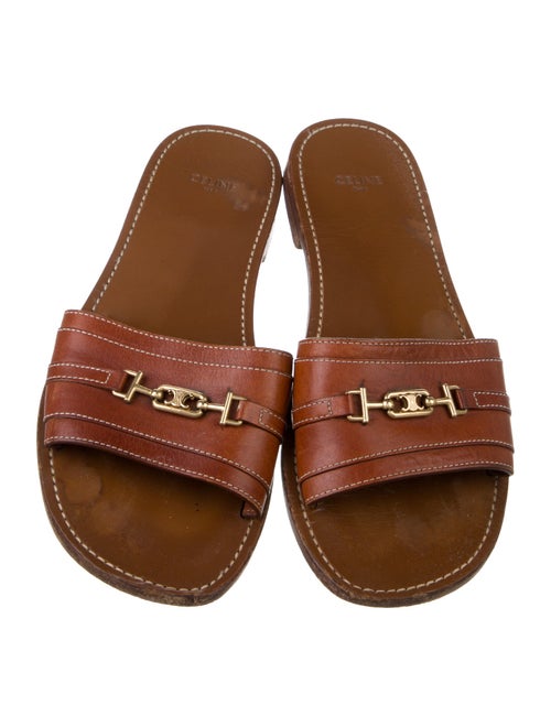 Celine Leather Chain-Link Accents Slides