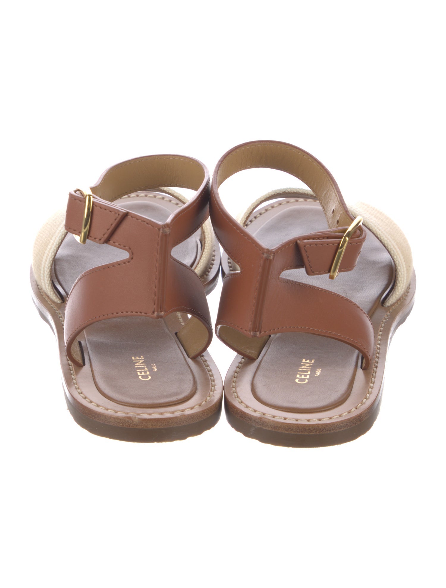 Celine Leather Printed Slingback Sandals