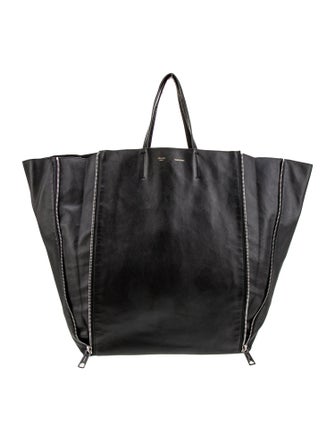 Celine Leather Vertical Gusset Cabas Large