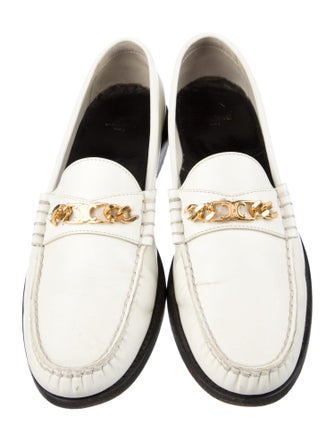 Celine Leather Chain-Link Accents Loafers