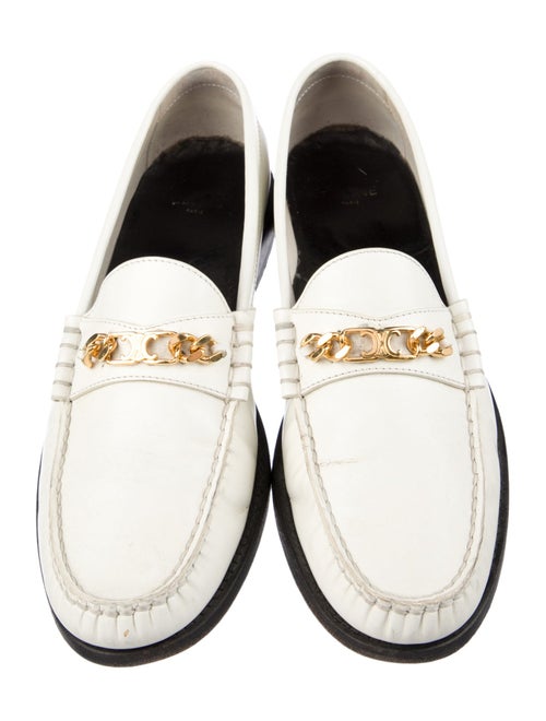 Celine Leather Chain-Link Accents Loafers