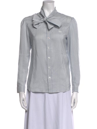 Celine Silk Striped Button-Up Top