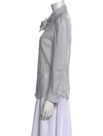 Celine Silk Striped Button-Up Top