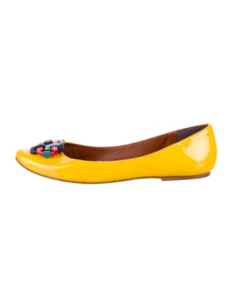 Celine Patent Leather Colorblock Pattern Ballet Flats
