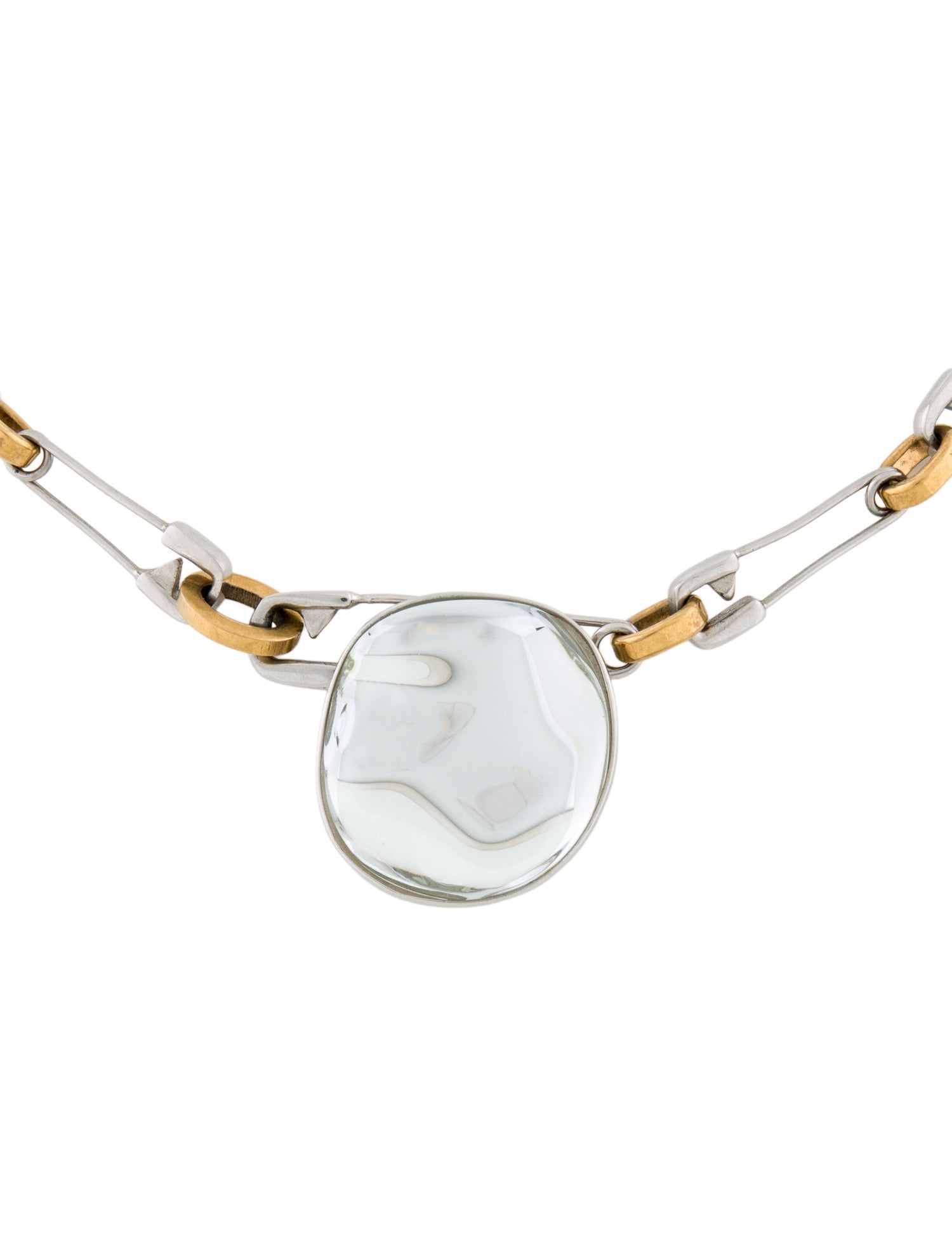 Celine Resin Pebble & Safety Pin Choker Necklace