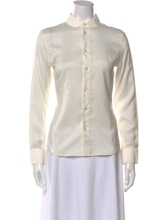Celine Silk Striped Button-Up Top
