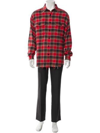 Celine Plaid Print Long Sleeve Shirt