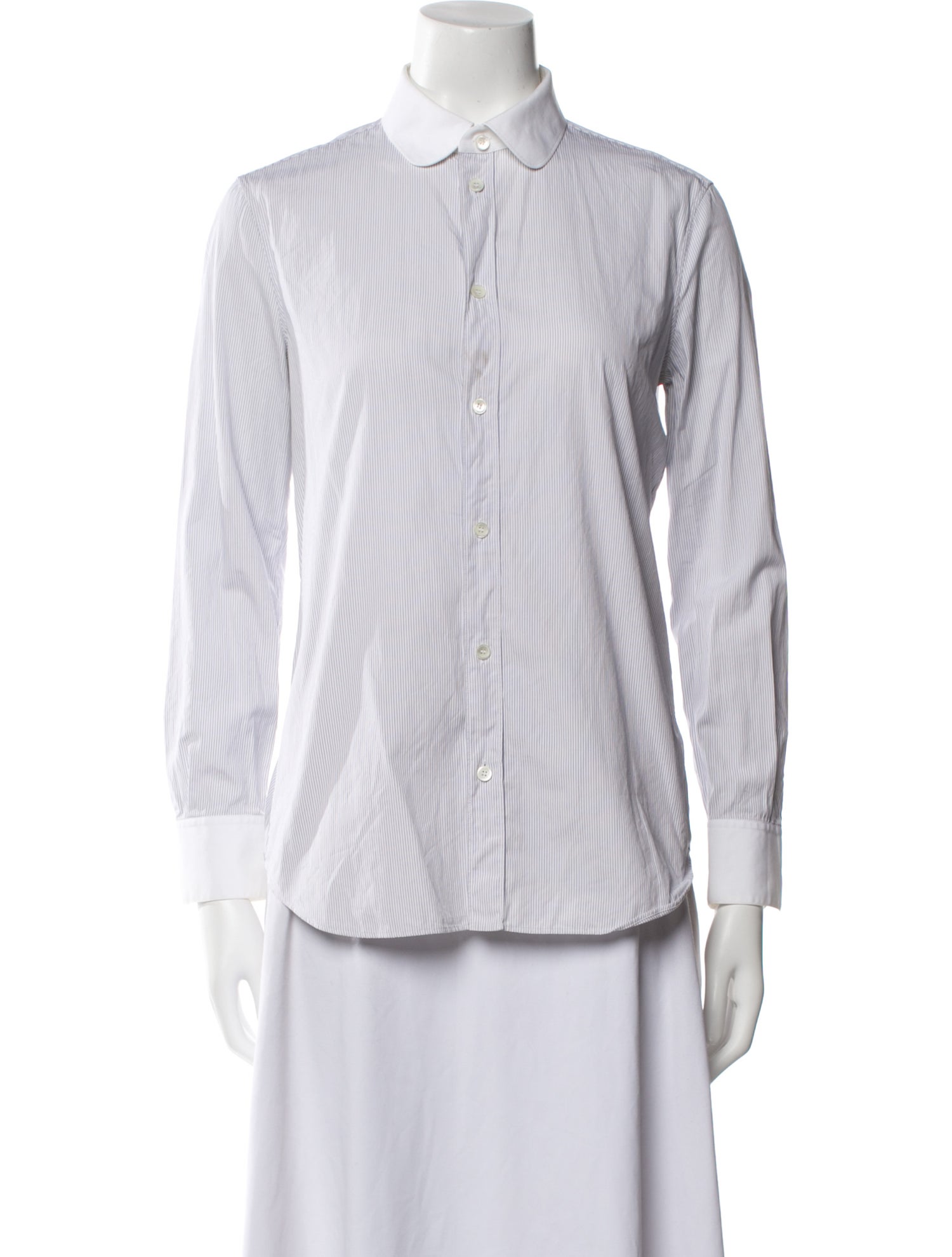 Celine Striped Long Sleeve Button-Up Top