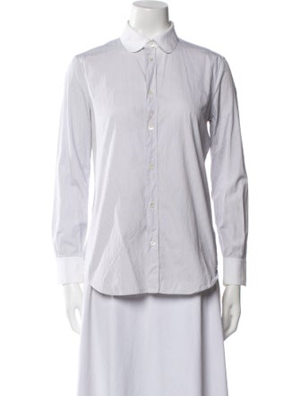 Celine Striped Long Sleeve Button-Up Top