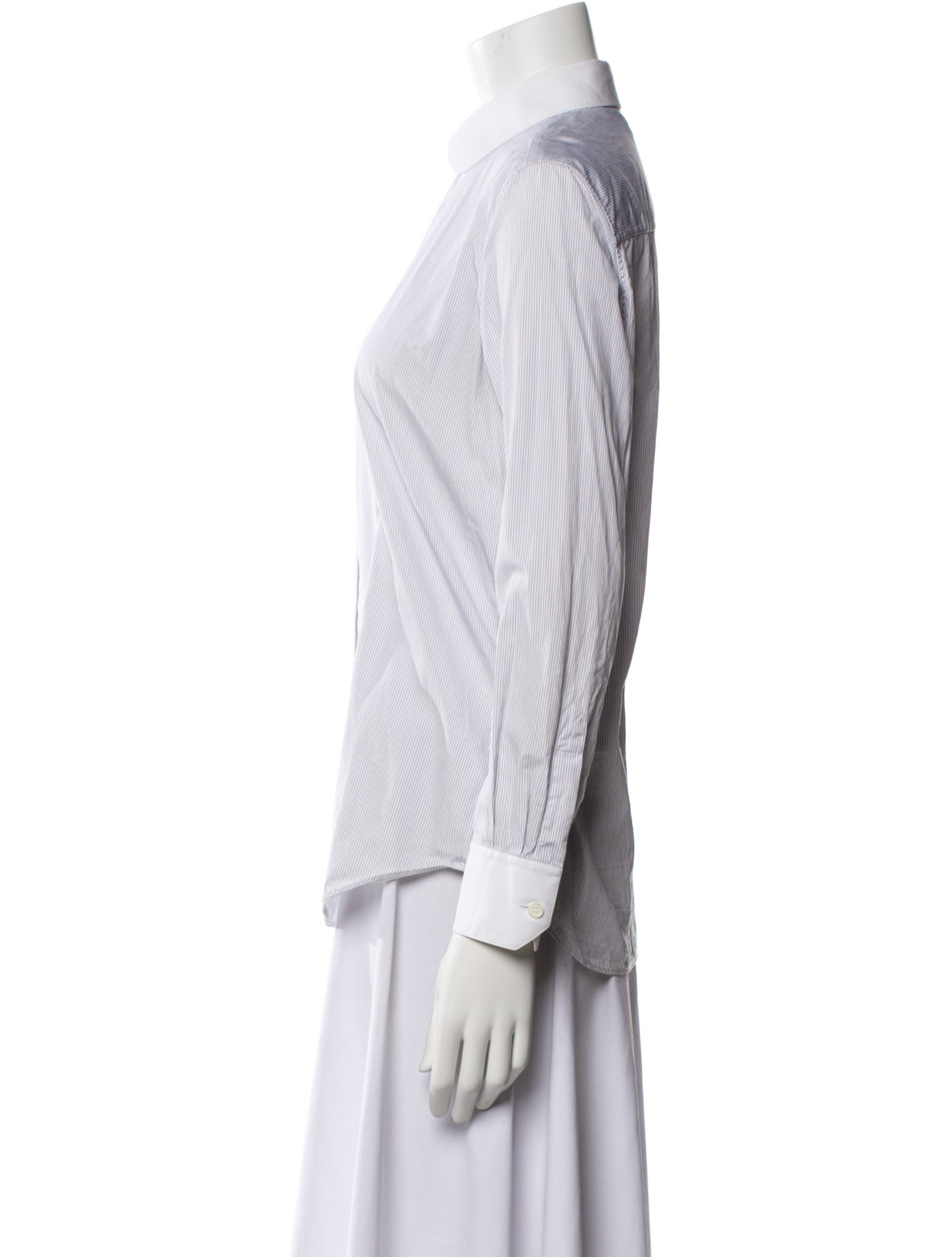 Celine Striped Long Sleeve Button-Up Top