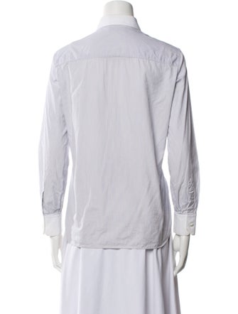 Celine Striped Long Sleeve Button-Up Top