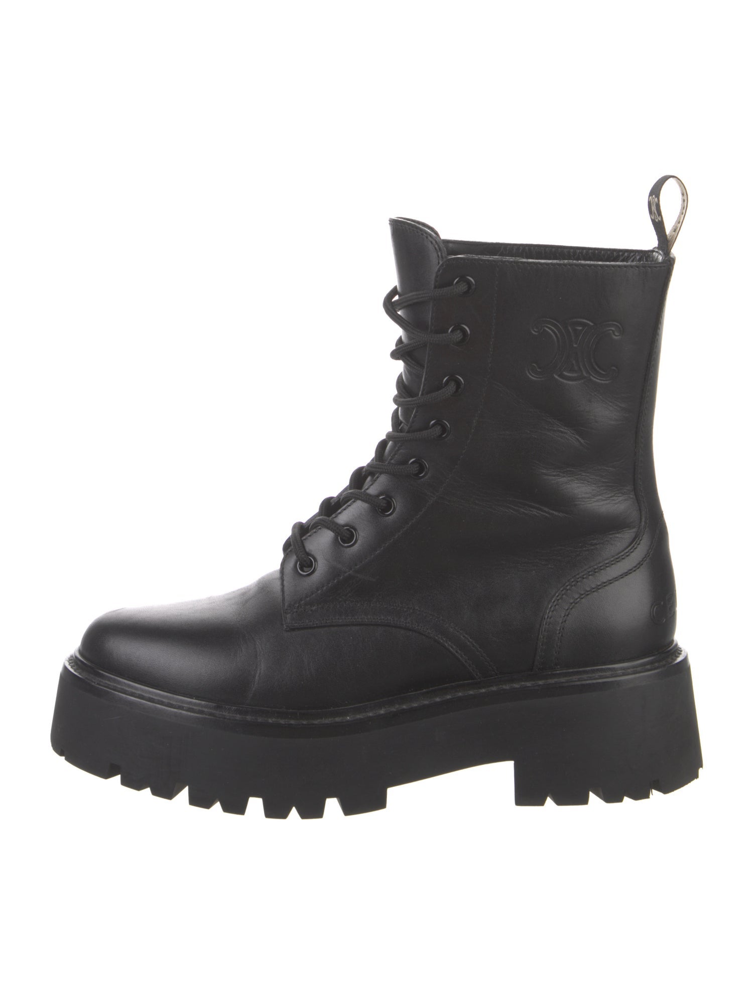 Celine Leather Studded Accents Combat Boots
