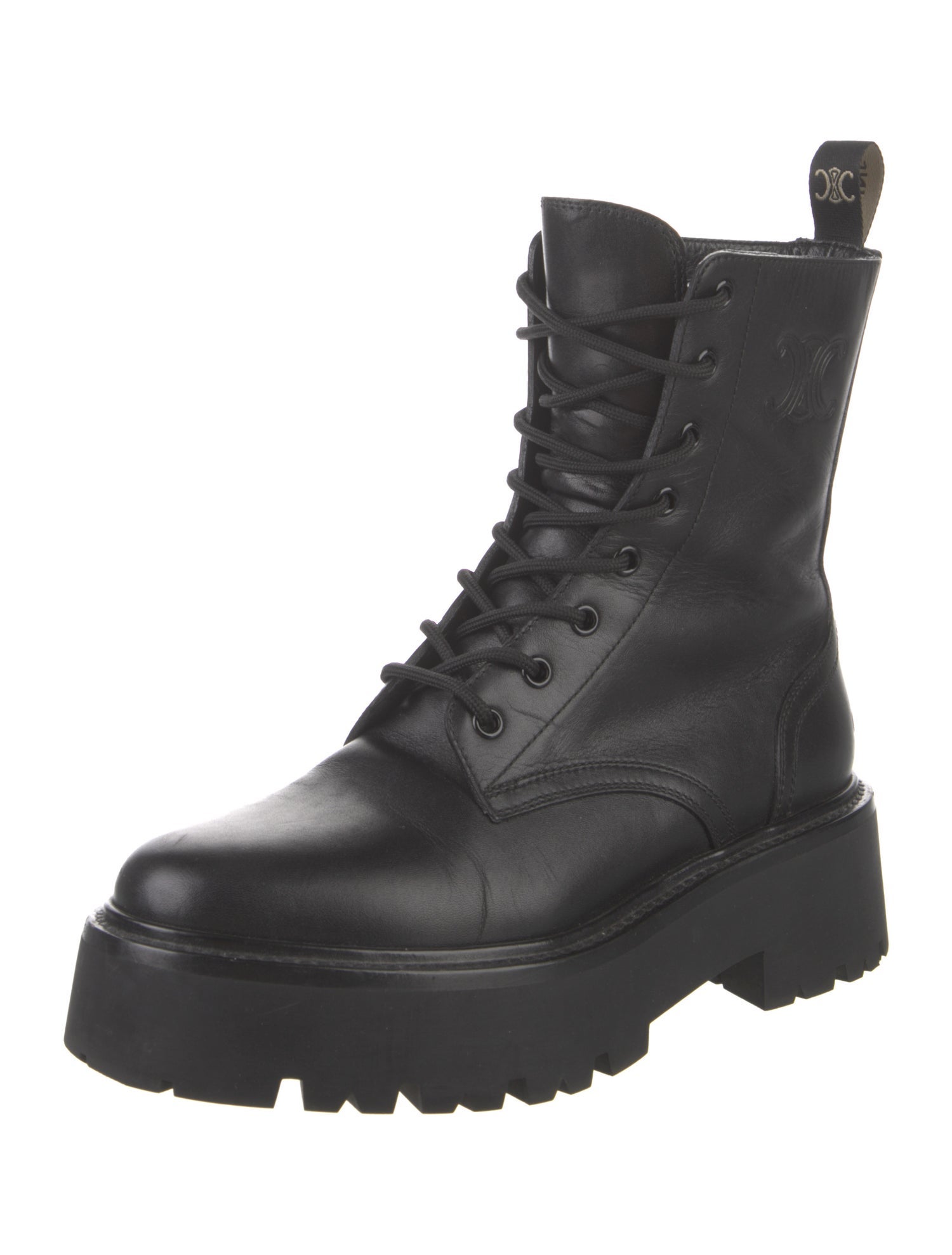 Celine Leather Studded Accents Combat Boots