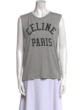 Celine Graphic Print Crew Neck Top