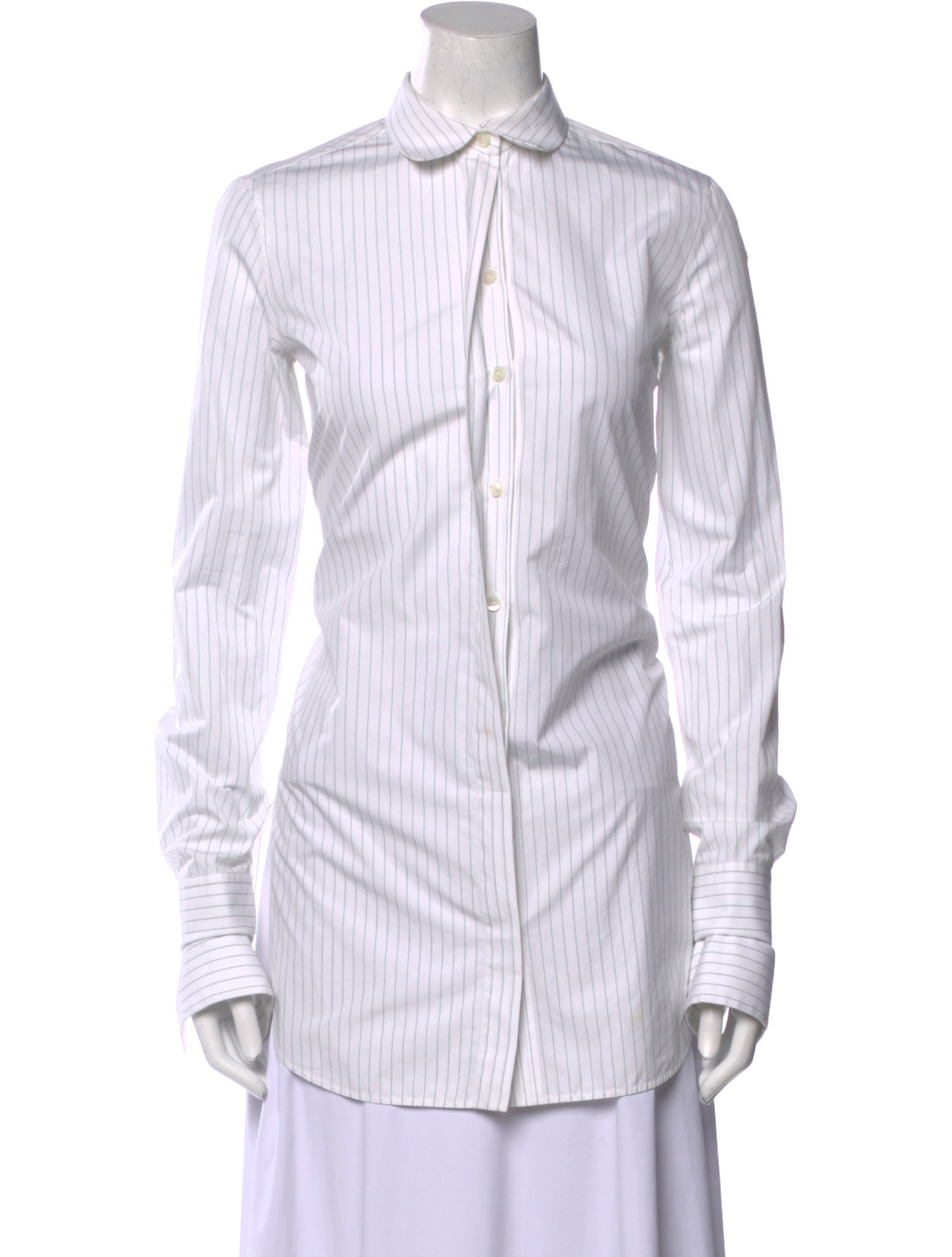 Celine Striped Long Sleeve Button-Up Top