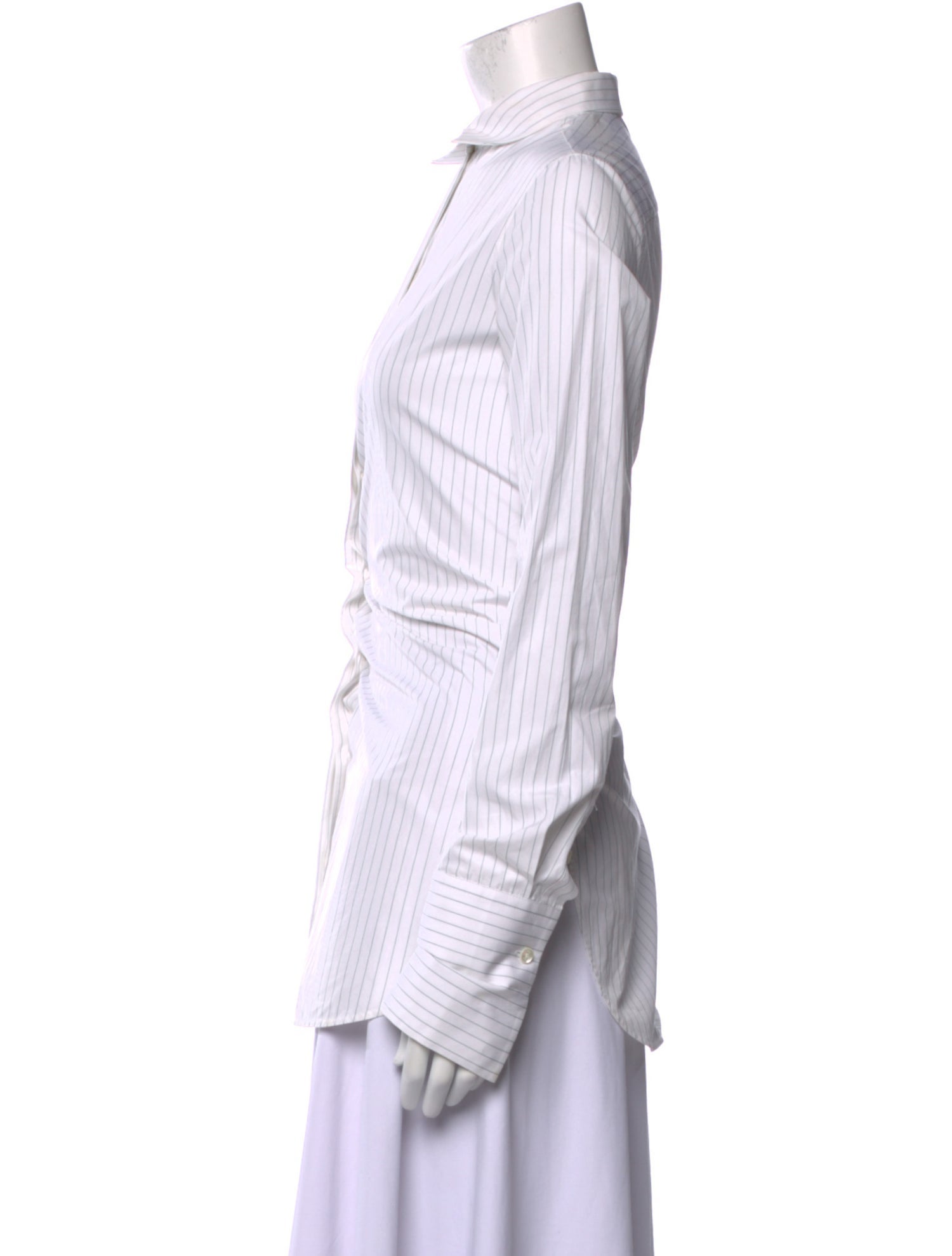 Celine Striped Long Sleeve Button-Up Top