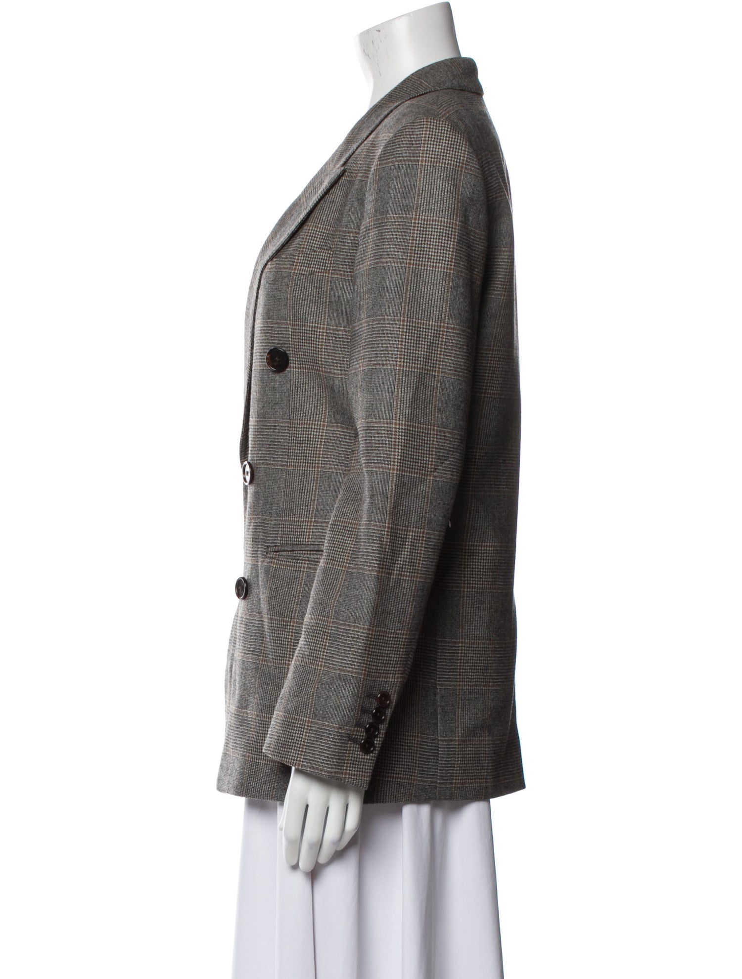 Celine Wool Plaid Print Blazer