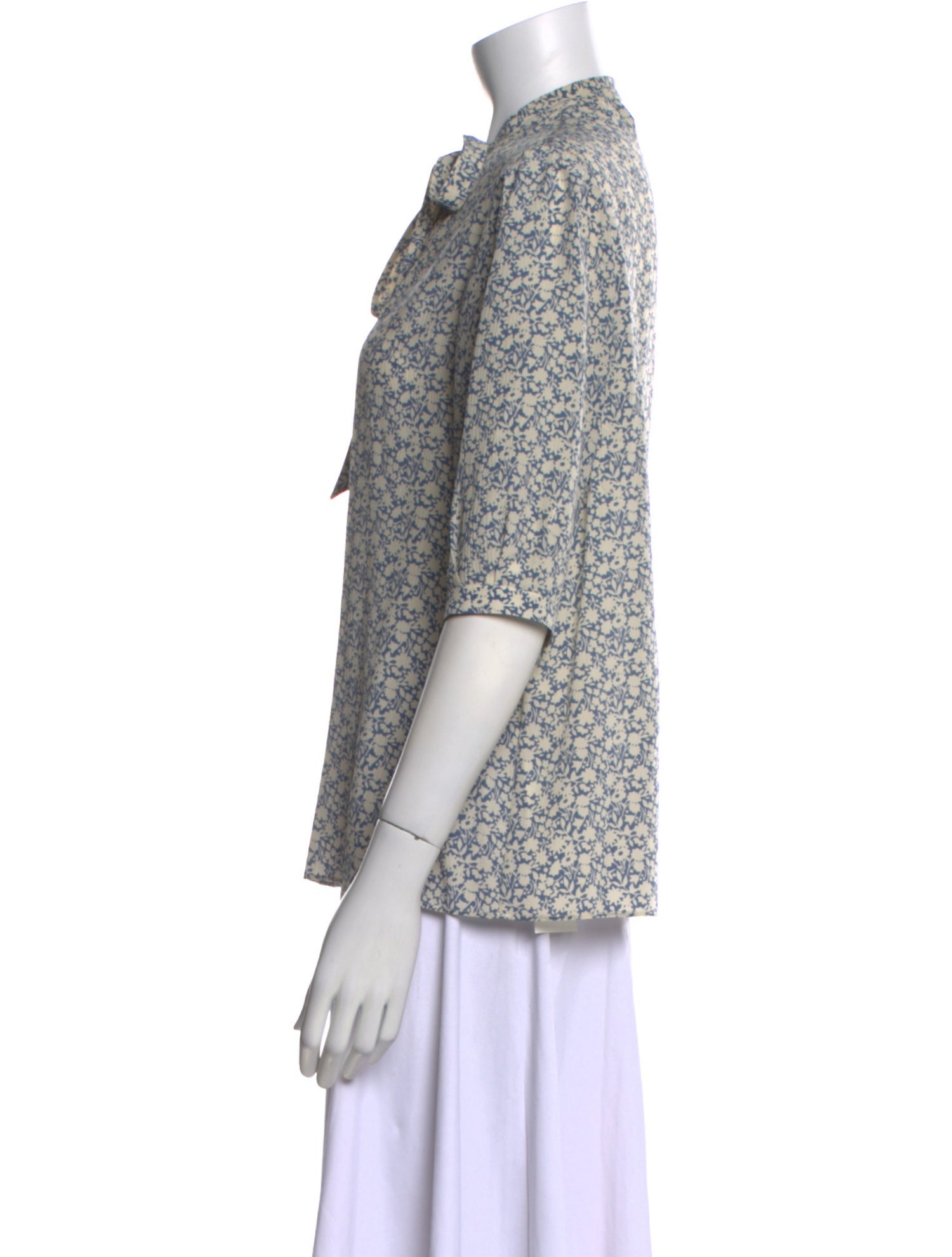 Celine Floral Print Silk Blouse