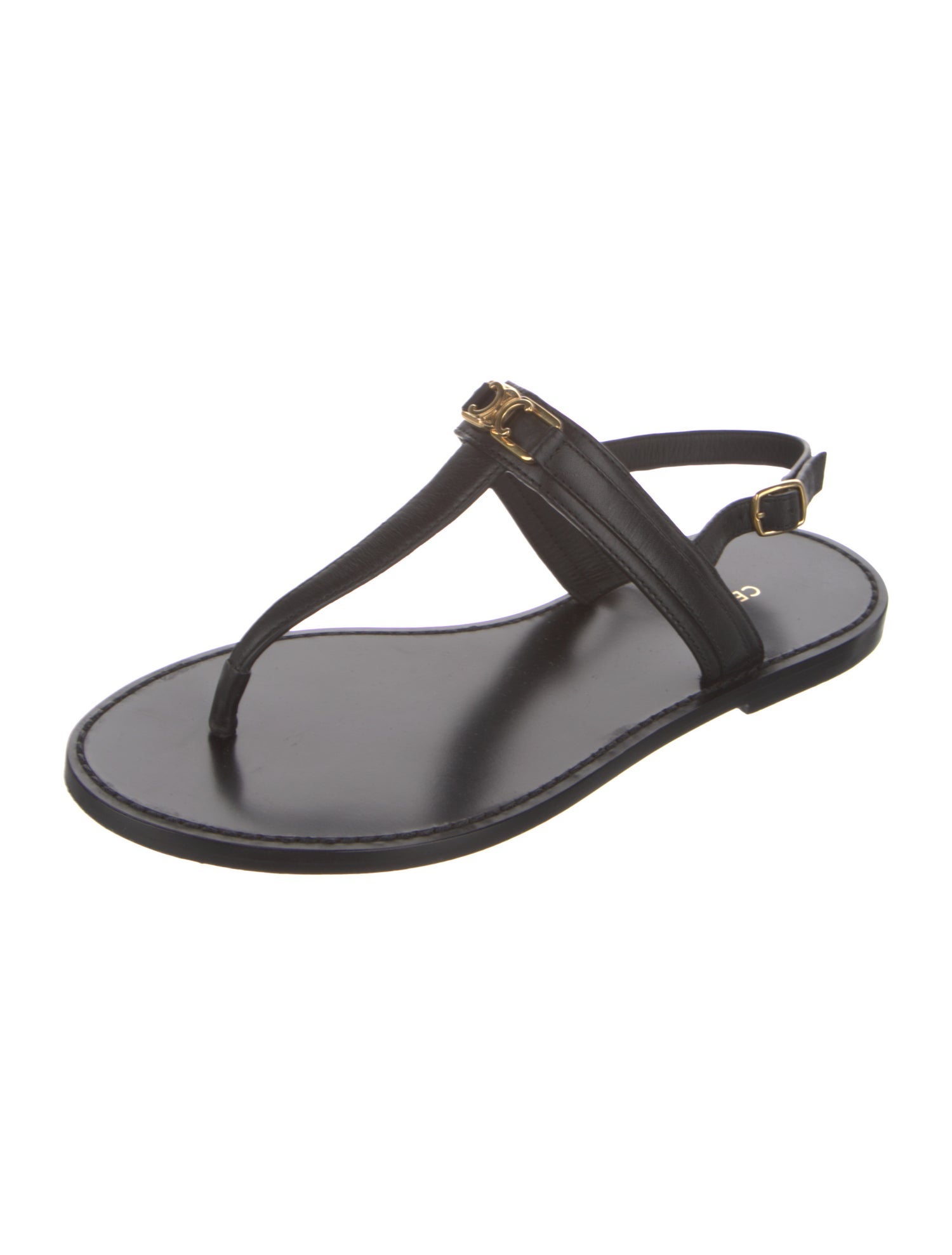 Celine Leather T-Strap Sandals
