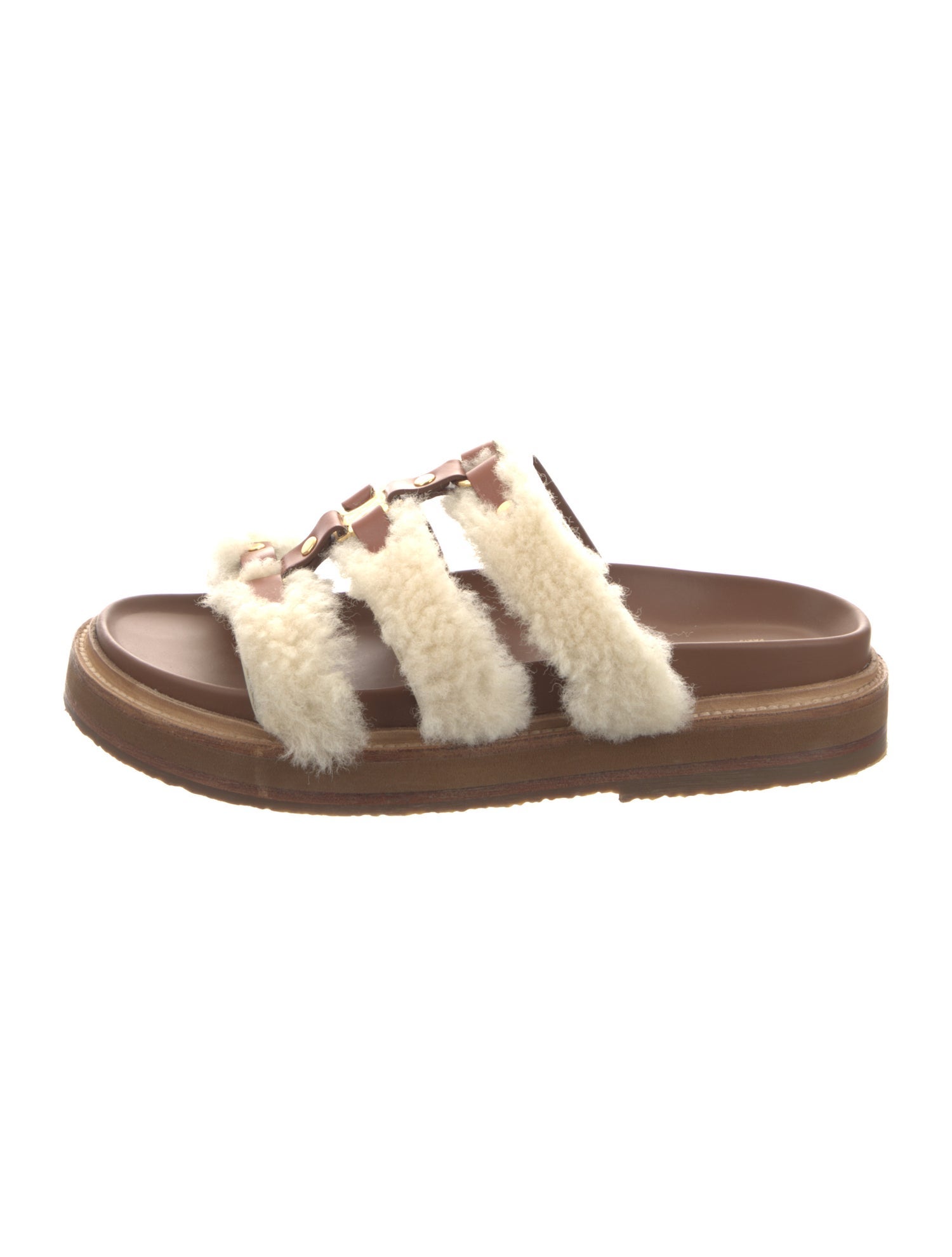 Celine Fur Studded Accents Slides