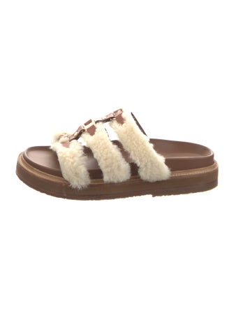 Celine Fur Studded Accents Slides
