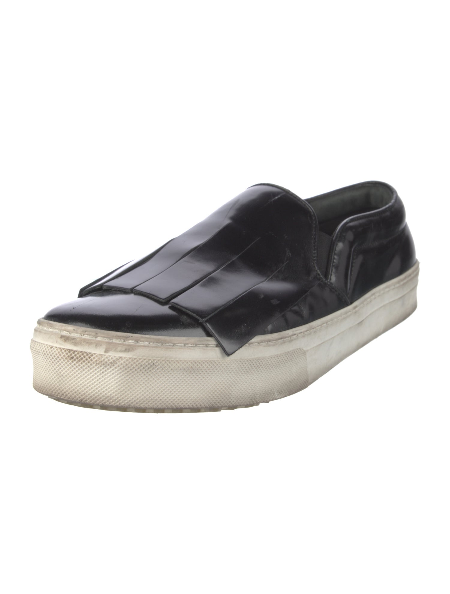 Celine Patent Leather Fringe Trim Accent Sneakers