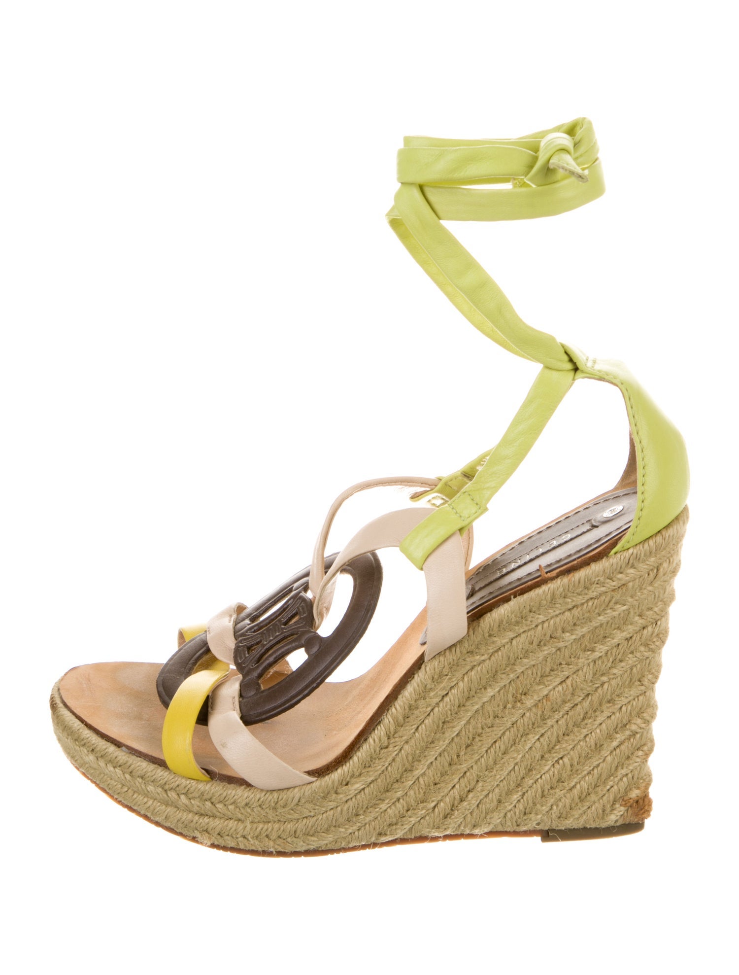 Celine Leather Colorblock Pattern Espadrilles