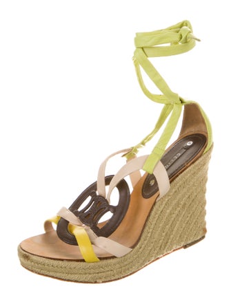 Celine Leather Colorblock Pattern Espadrilles