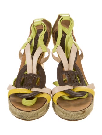 Celine Leather Colorblock Pattern Espadrilles