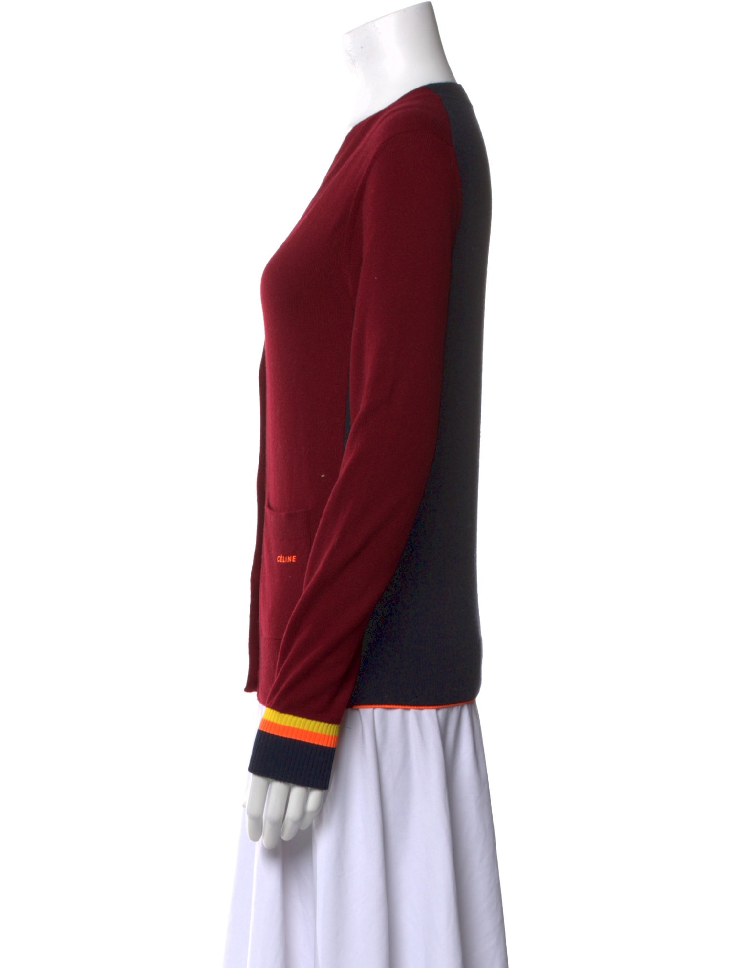 Celine Cashmere Colorblock Pattern Sweater