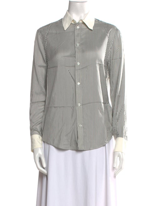 Celine Silk Striped Button-Up Top