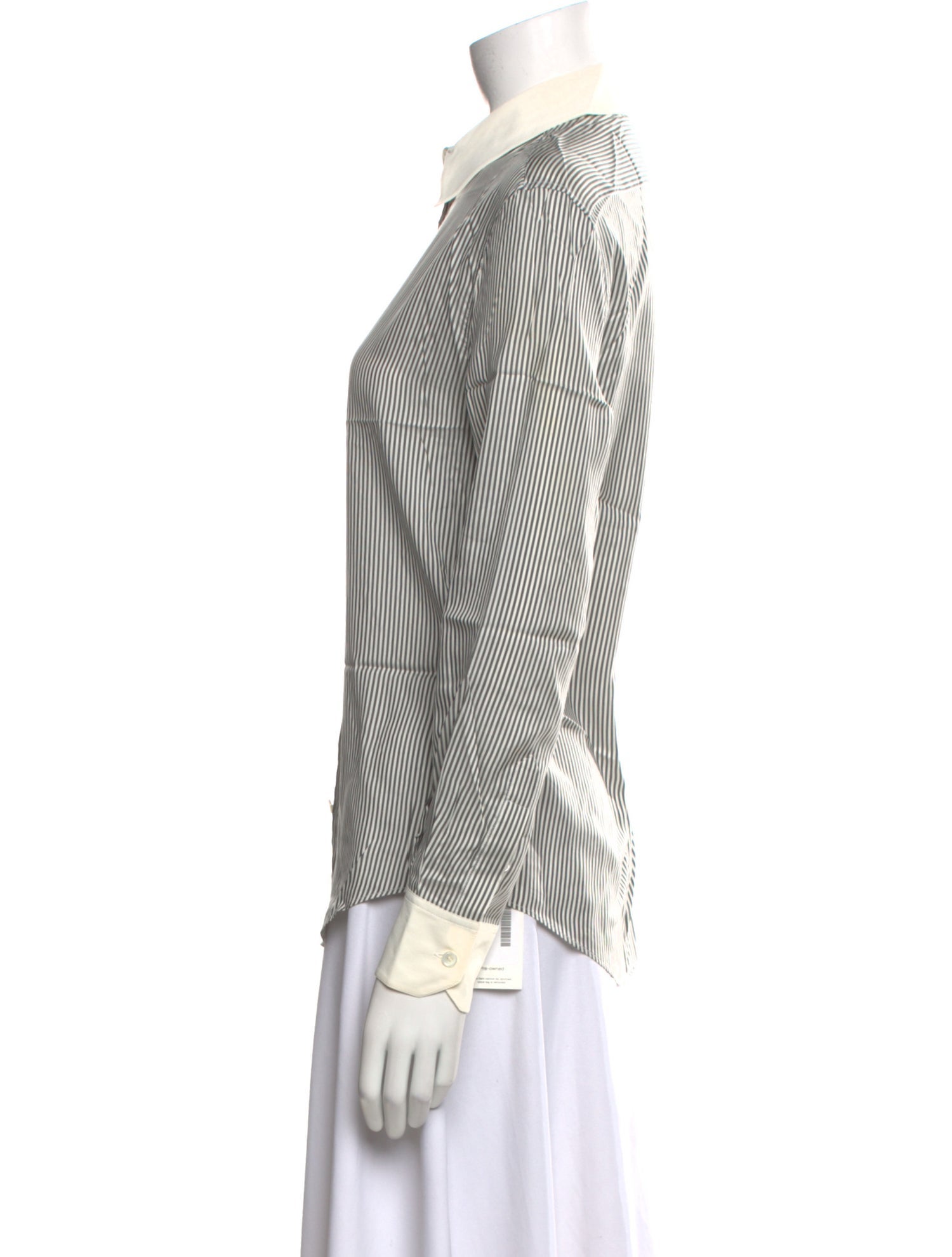 Celine Silk Striped Button-Up Top