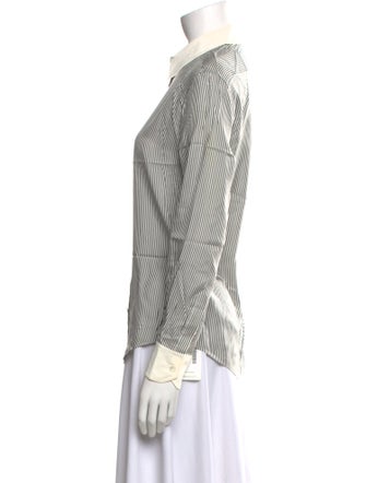Celine Silk Striped Button-Up Top