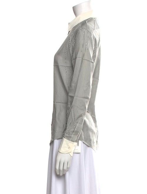Celine Silk Striped Button-Up Top