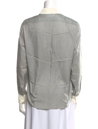 Celine Silk Striped Button-Up Top