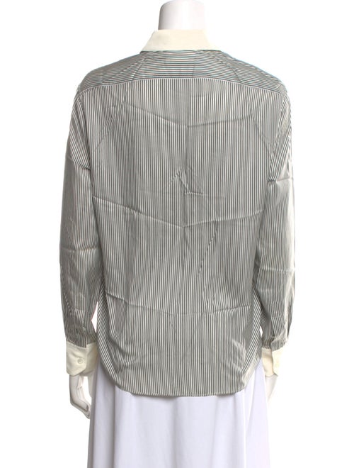 Celine Silk Striped Button-Up Top