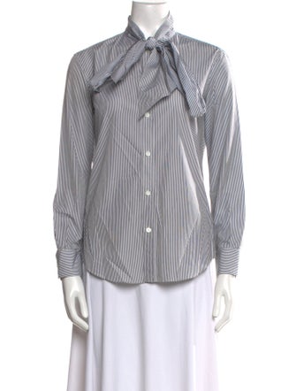 Celine Striped Long Sleeve Button-Up Top