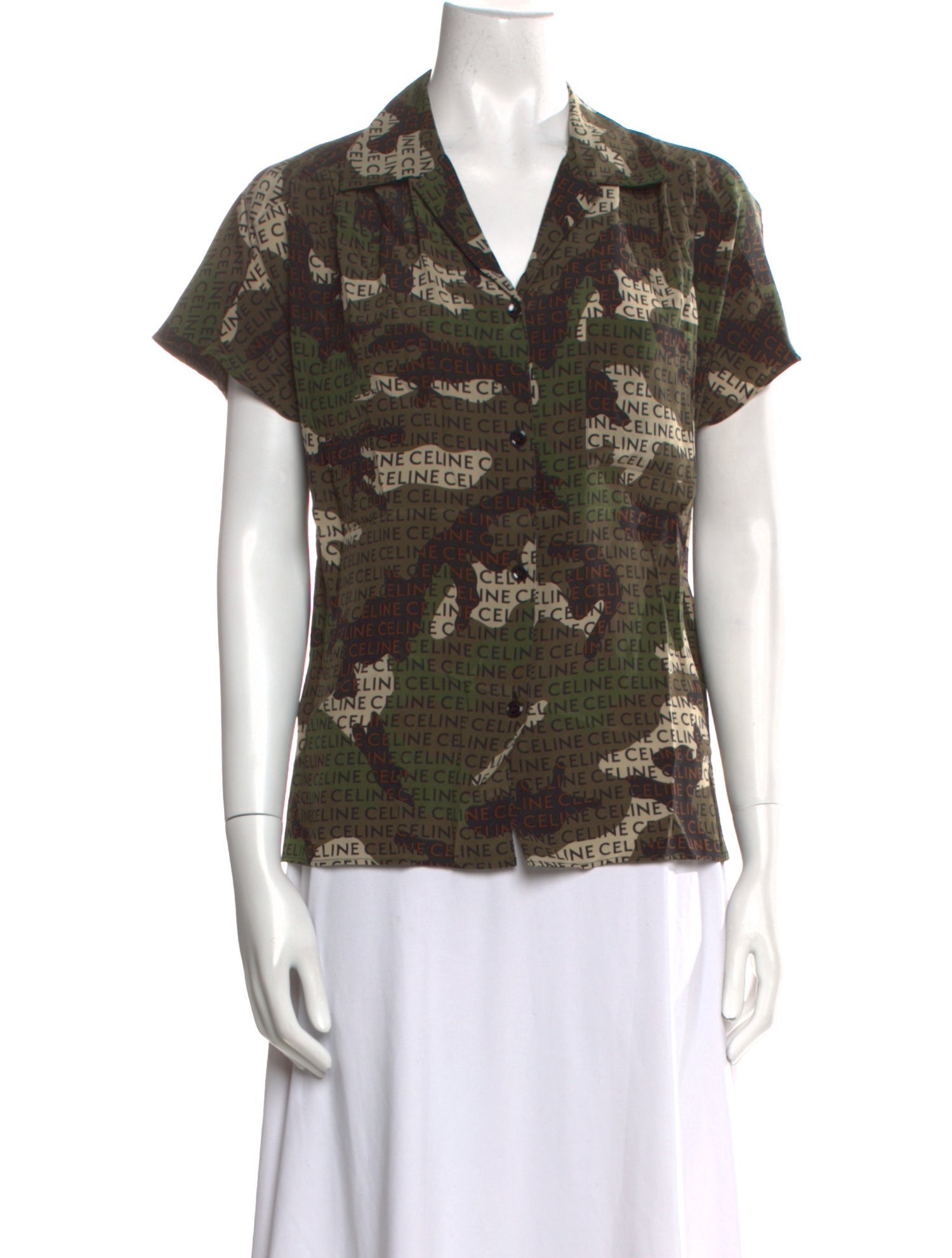 Celine Silk Printed Button-Up Top