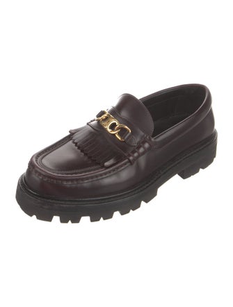 Celine Patent Leather Fringe Trim Accent Loafers
